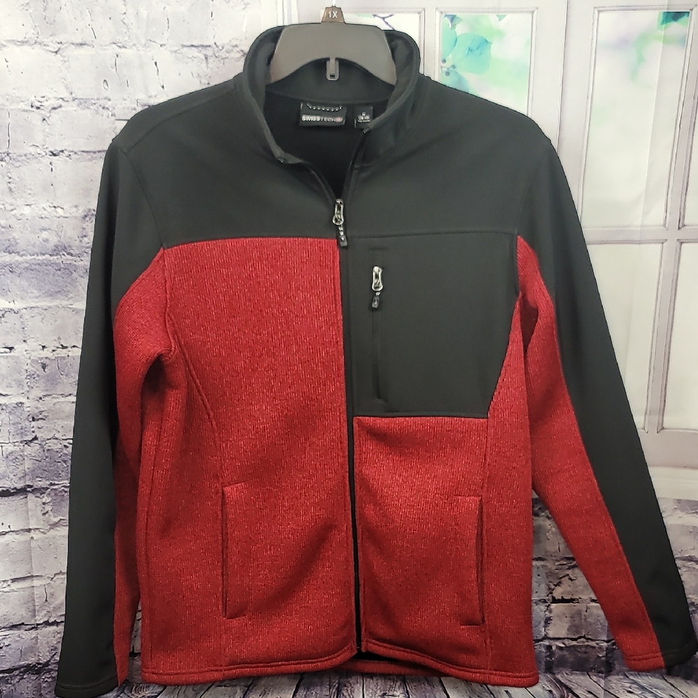 Swiss tech men's red and black zip up jacket nice condition medium